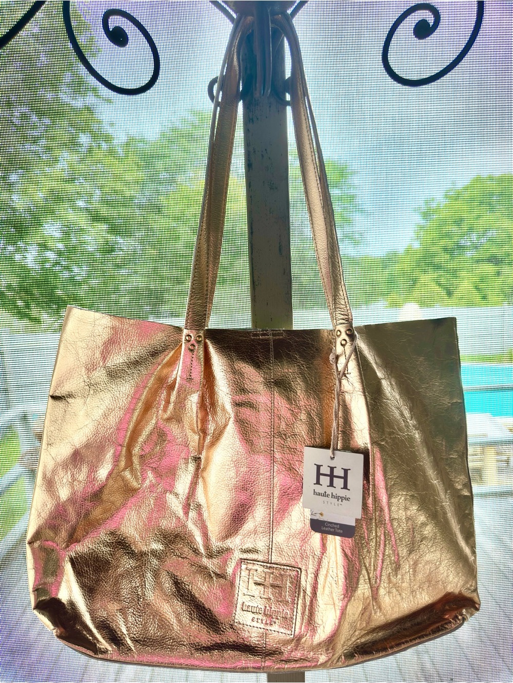 Haute Hippie Metallic Gold Leather Bag NWT.